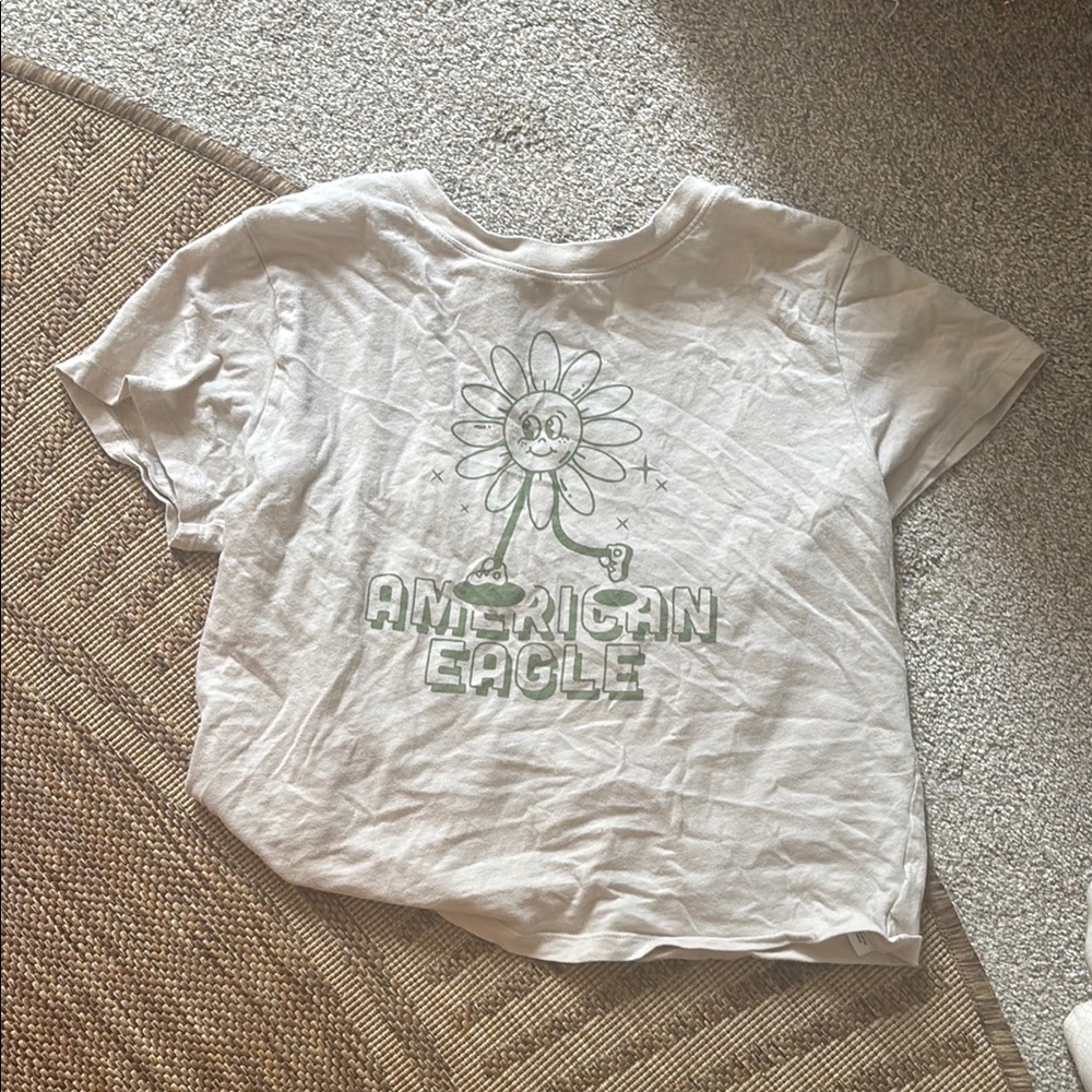 American Eagle Outfitters Cream Graphic Tee